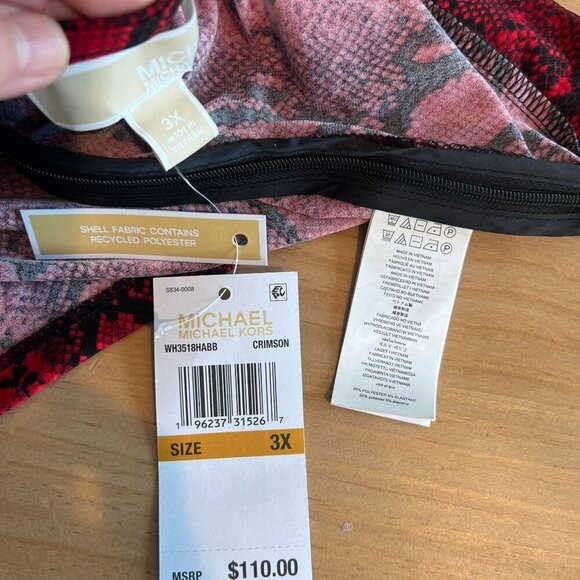 Michael Michael Kors Plus Size 3X Snakeskin-Print Crossover Border Top - Crimson - Picture 9 of 11